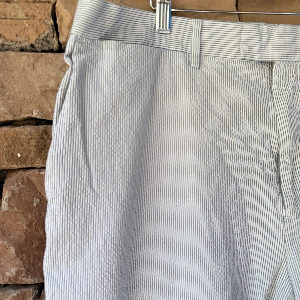 Banana Republic Mens 38x26 Slim Tapered Crop Fit Pants Seersucker Stripe Cuffed